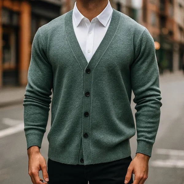 Caldura 100% Wool V-Neck Cardigan