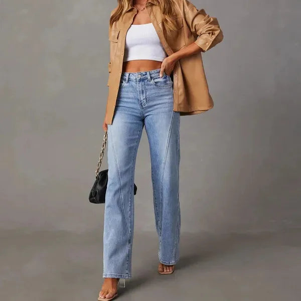 Estra Wide Leg Jeans – Vintage Washed Non-Stretch Denim