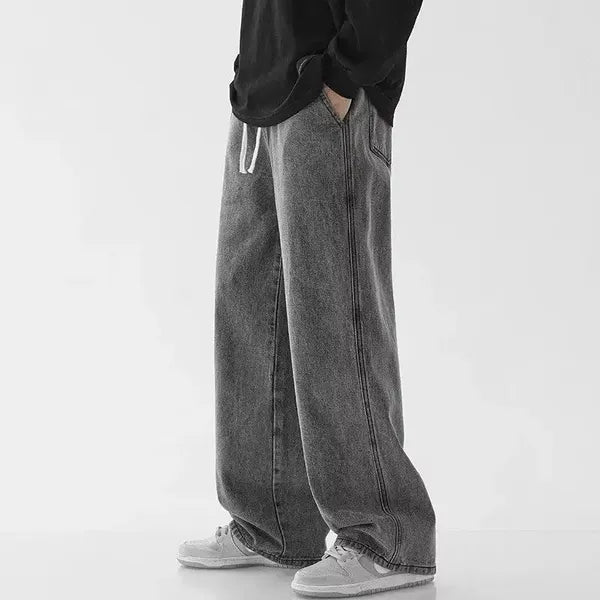 Remo Jeans – Baggy Fit Elastic Waist Washed Denim