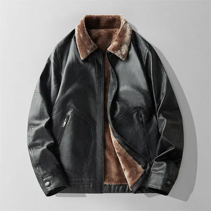 Elion Genuine Leather Jacket with Fur Interior