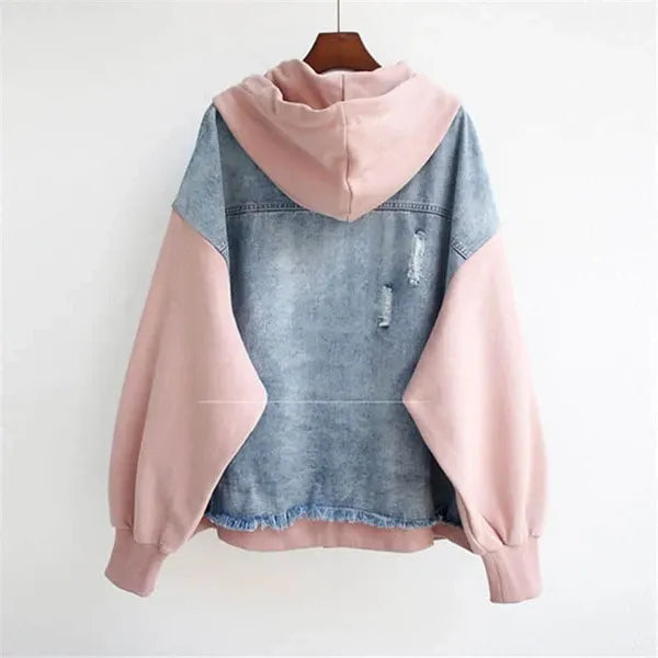 Renzo Jacket – Denim & Hooded Faux Layered Zip Jacket