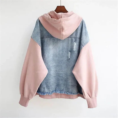 Renzo Jacket – Denim & Hooded Faux Layered Zip Jacket