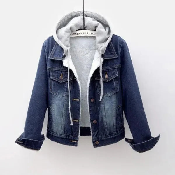 Syla Denim Jacket — Detachable Hood & Fleece Lined