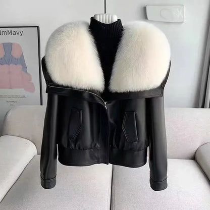 Andra Jacket – Faux Fur Collar Double-Faced Coat