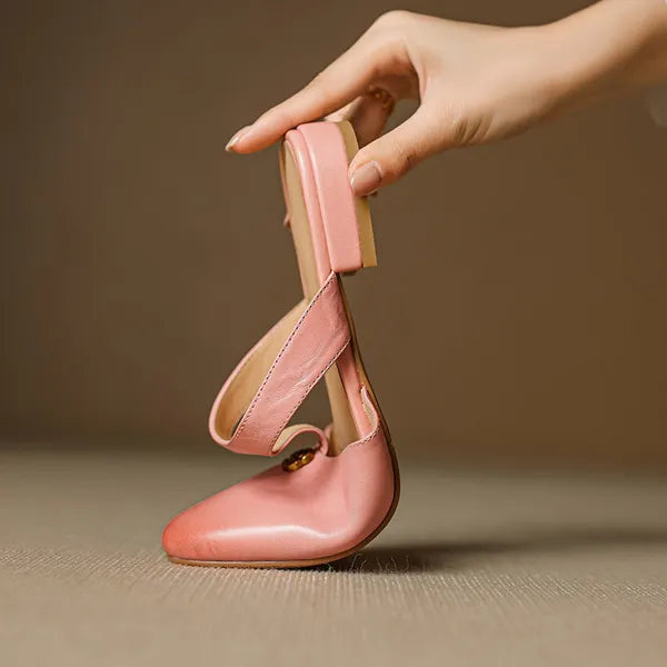 Roslyn Genuine Leather T-Strap Mules