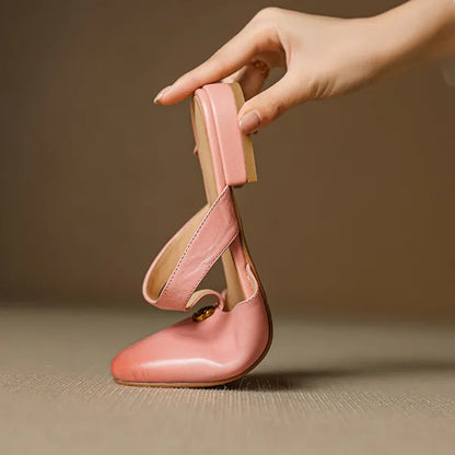 Roslyn Genuine Leather T-Strap Mules