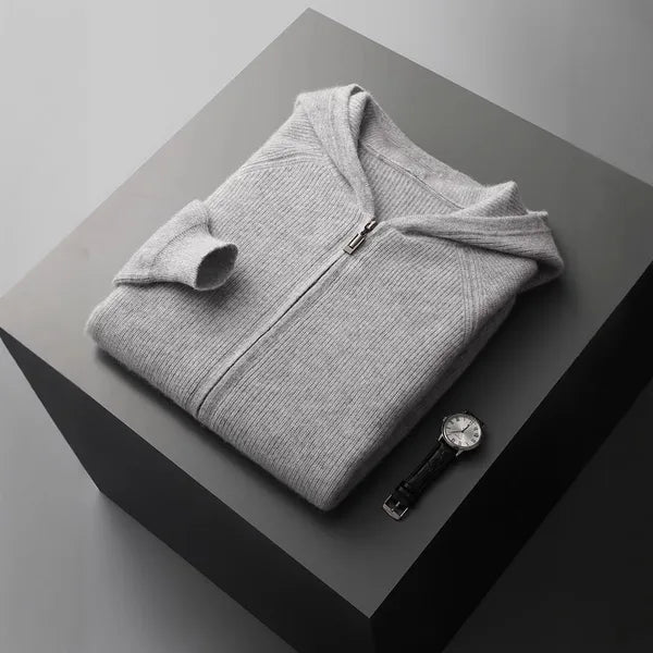 Osten Sweater – Soft Wool Blend Hooded Zip Cardigan