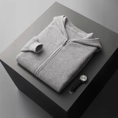 Osten Sweater – Soft Wool Blend Hooded Zip Cardigan