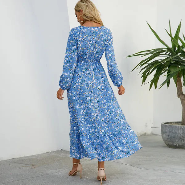 Myrel Floral Tiered Chiffon Maxi Dress – High Waist