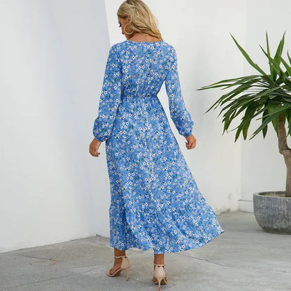 Myrel Floral Tiered Chiffon Maxi Dress – High Waist