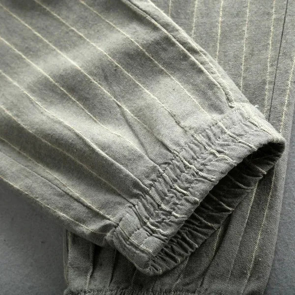Berle Casual Pants – Cotton-Linen Slim Fit Pinstripe