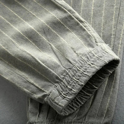 Berle Casual Pants – Cotton-Linen Slim Fit Pinstripe