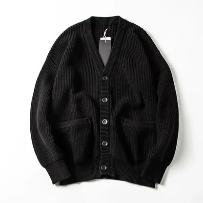 Watin Cardigan – Soft Ribbed Cotton-Wool V-Neck