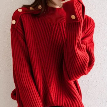 Niko Oversized High Neck Cotton Blend Sweater
