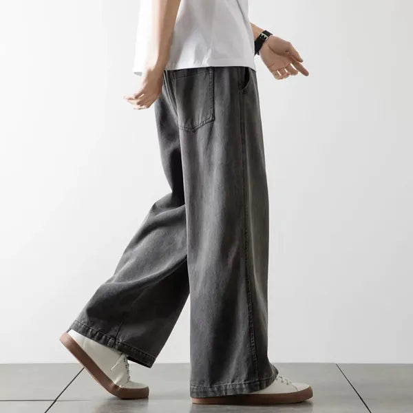 Remo Jeans – Baggy Fit Elastic Waist Washed Denim