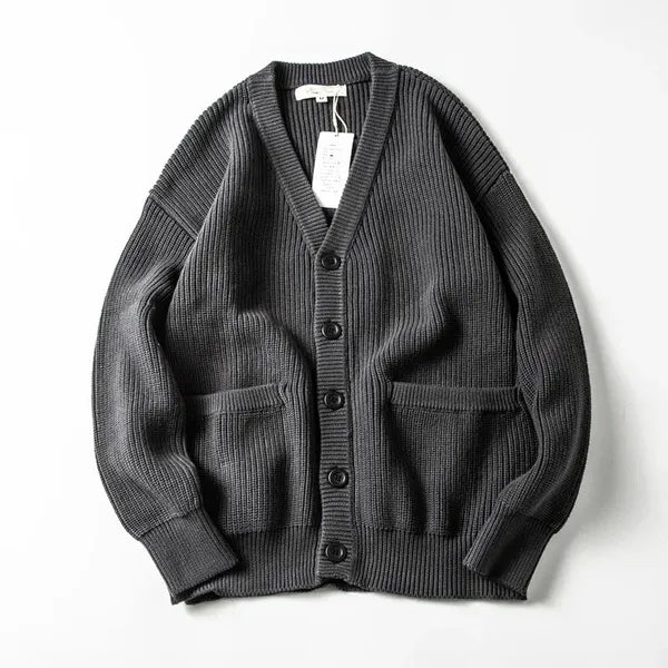Watin Cardigan – Soft Ribbed Cotton-Wool V-Neck