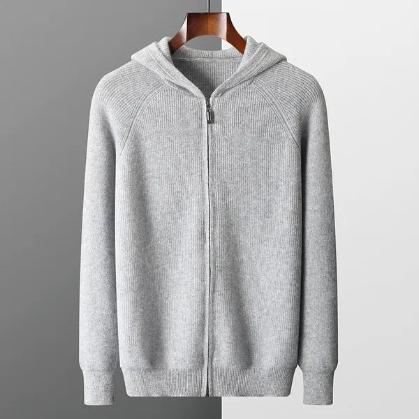 Osten Sweater – Soft Wool Blend Hooded Zip Cardigan