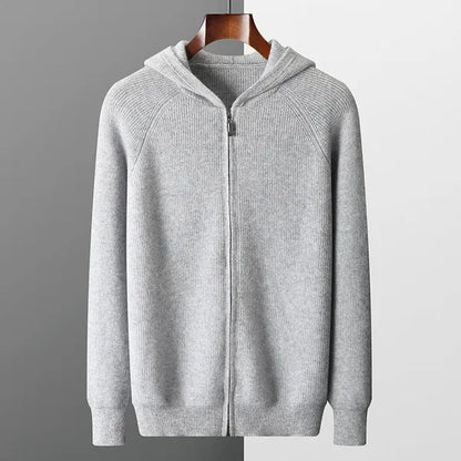 Osten Sweater – Soft Wool Blend Hooded Zip Cardigan
