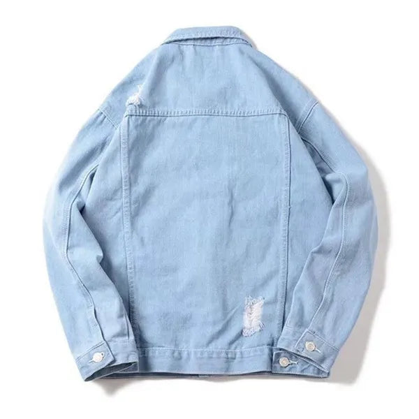 Drex Denim Jacket – Distressed Raw Edge Streetwear