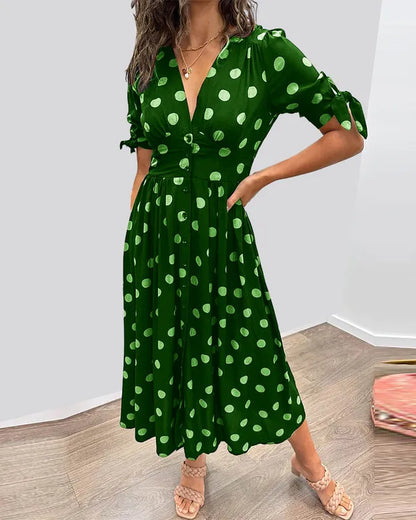 Vivienne Polka Dot V-Neck Dress