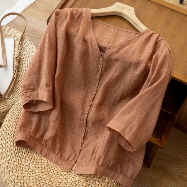 Zyla Cotton Blouse – Soft, Breathable Button-Down Top