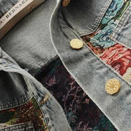 Fiora Floral Denim Jacket – Relaxed Fit, Cotton Blend