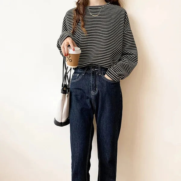 Rebecca Long-Sleeve Striped Cotton Shirt