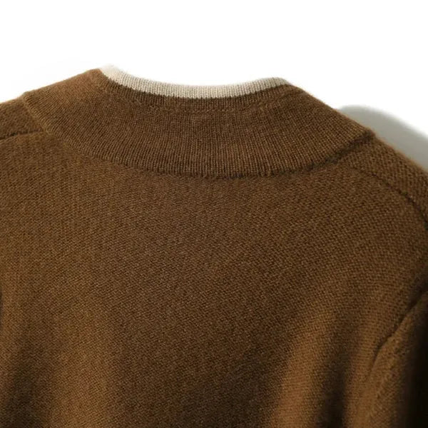 Anne Cardigan – Wool Blend Wrap with Contrast Details