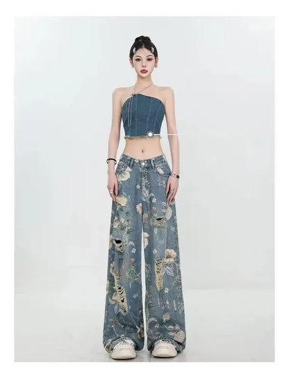 Fiona Wide-Leg Floral Print Jeans