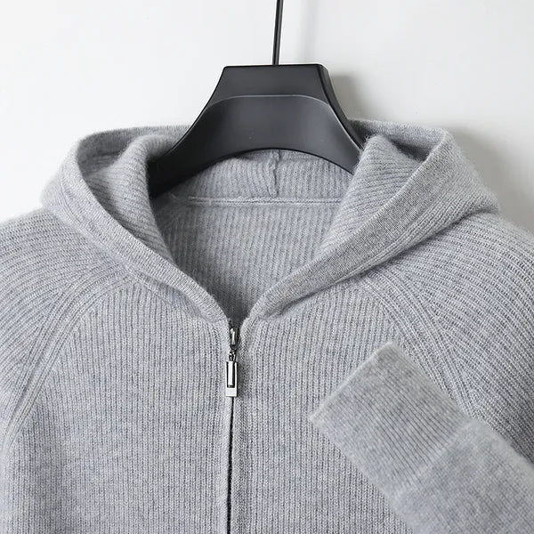 Osten Sweater – Soft Wool Blend Hooded Zip Cardigan