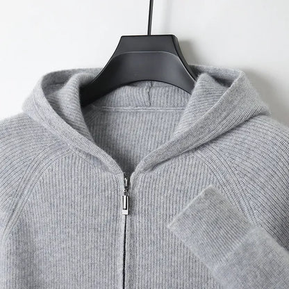Osten Sweater – Soft Wool Blend Hooded Zip Cardigan