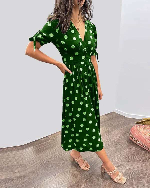 Vivienne Polka Dot V-Neck Dress