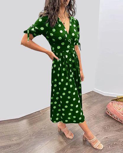 Vivienne Polka Dot V-Neck Dress