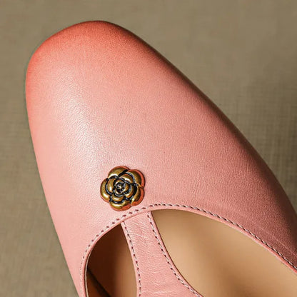 Roslyn Genuine Leather T-Strap Mules